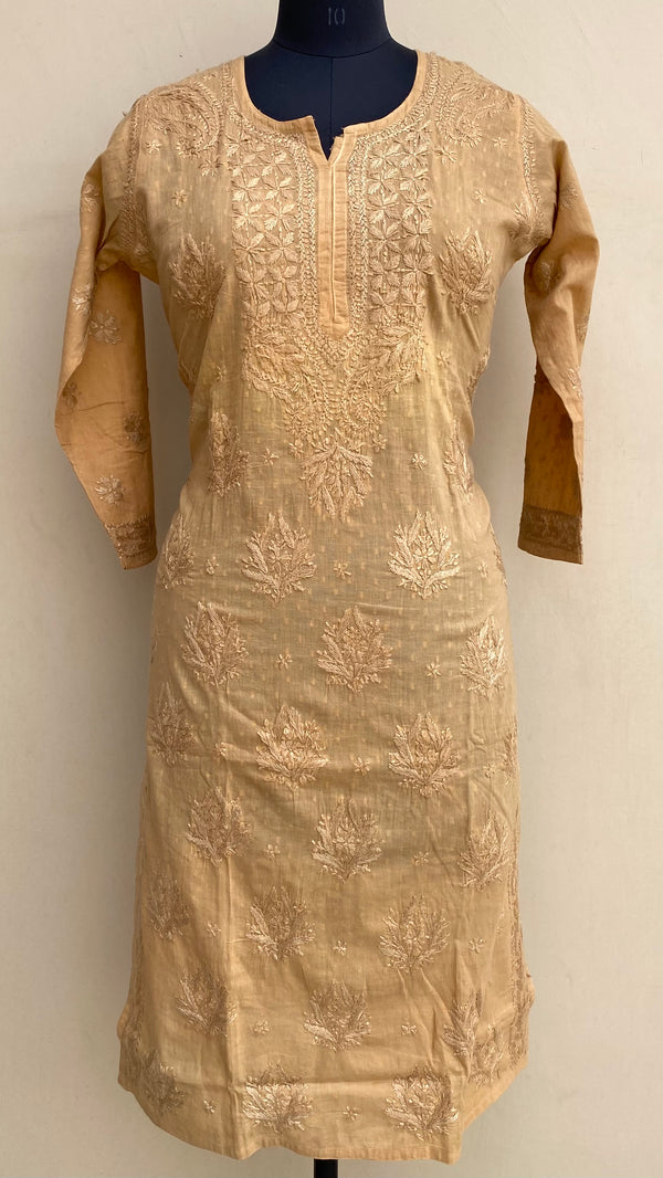 Lucknowi Chikankari Kurti Copper Mulmul Cotton With Self 3D Work