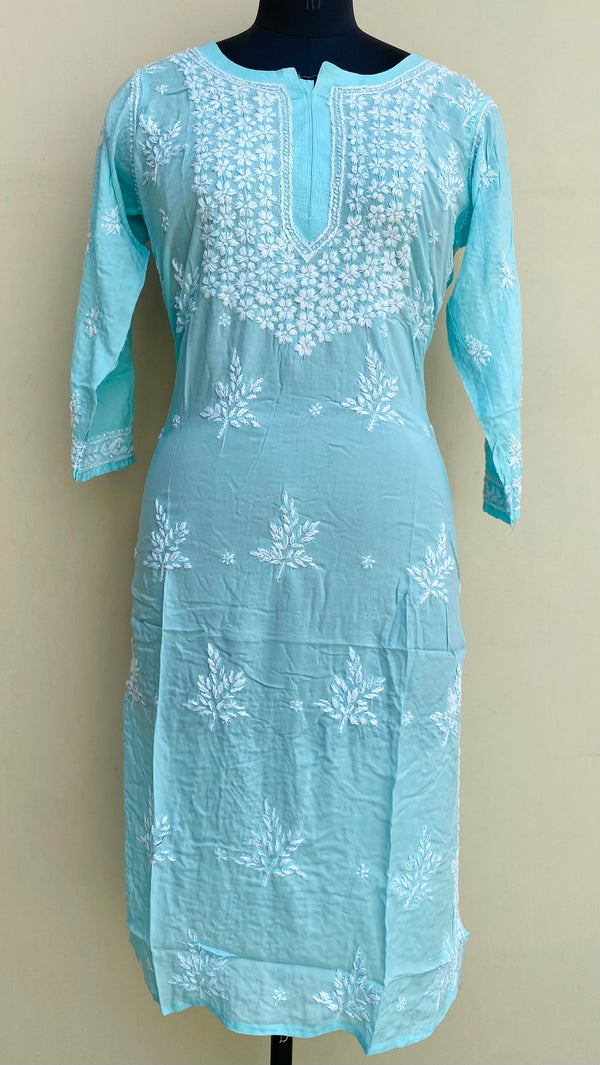 Lucknowi Chikankari Kurti Blue Modal Cotton