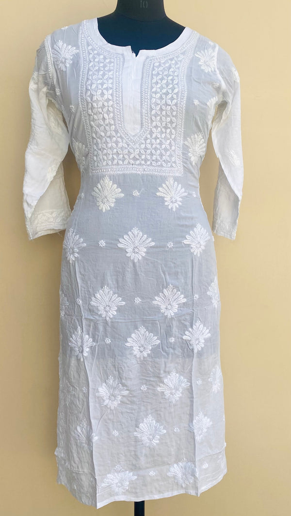 Lucknowi Chikankari Kurti White Modal Cotton