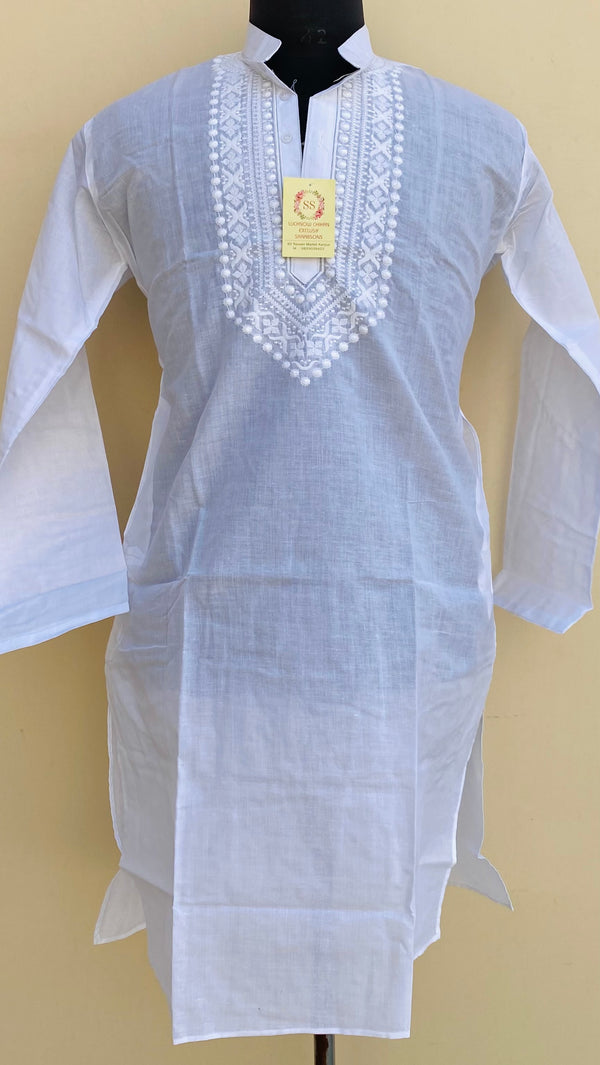 Lucknowi Chikankari Men’s Kurta White Cotton