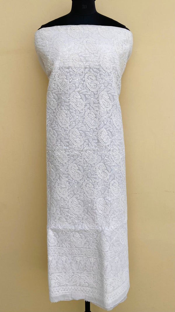 Lucknowi Chikankari Kurta Length White Cotton