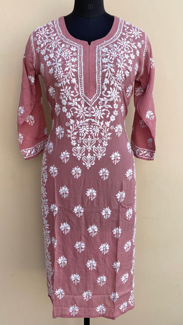 Lucknowi Chikankari Kurti Rose Pink Modal Cotton