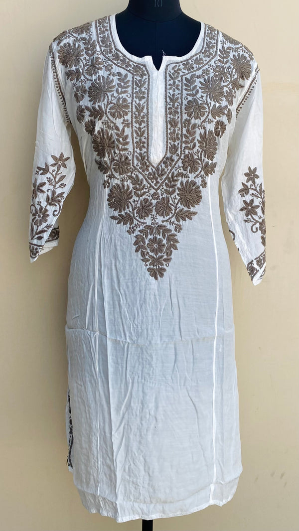 Lucknowi Chikankari Kurti White Muslin Cotton