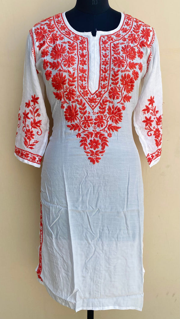 Lucknowi Chikankari Kurti White Muslin Cotton