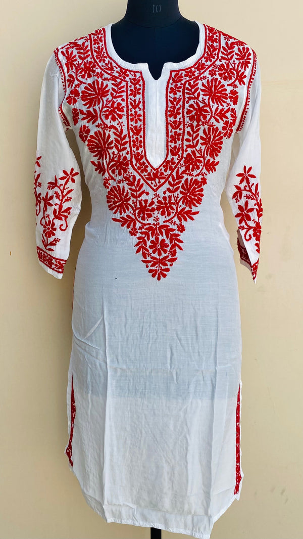 Lucknowi Chikankari Kurti White Muslin Cotton