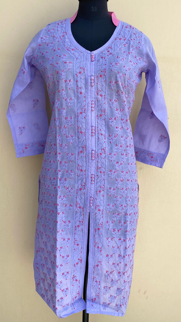 Lucknowi Chikankari Kurti Purple Cotton