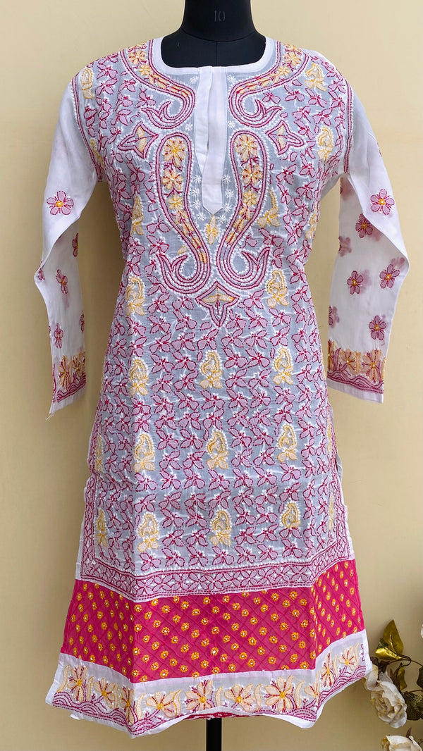 Lucknowi Chikankari Kurti White Cotton