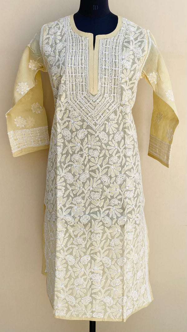 Lucknowi Chikankari Kurti Beige Cotton