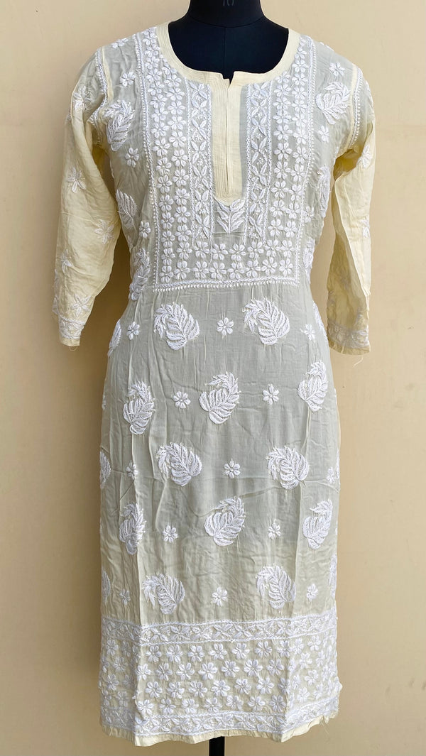 Lucknowi Chikankari Kurti Cream Modal Cotton