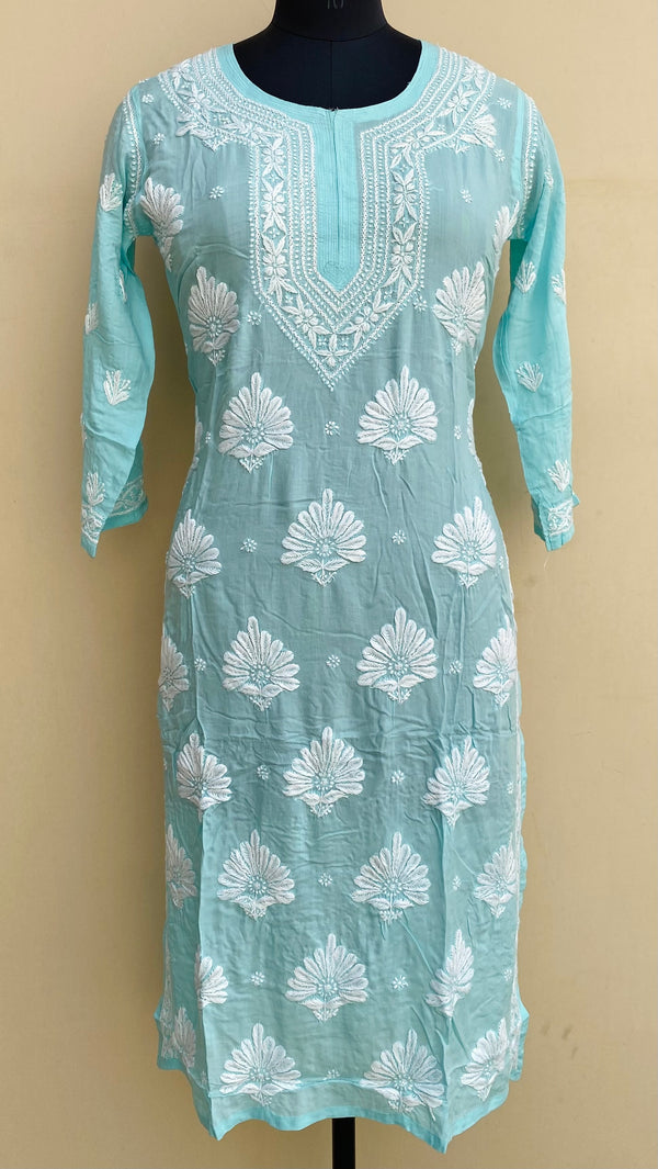 Lucknowi Chikankari Kurti Sea Green Modal Cotton