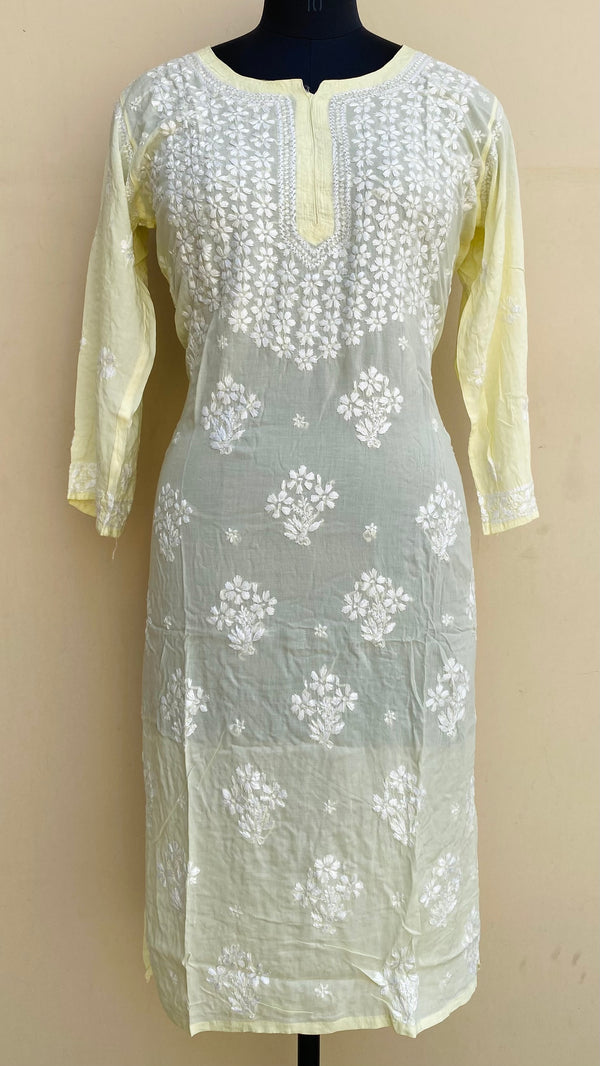 Lucknowi Chikankari Kurti Lemon Yellow Modal Cotton