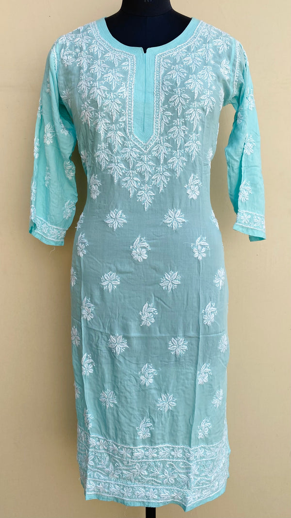 Lucknowi Chikankari Kurti Sea Green Modal Cotton