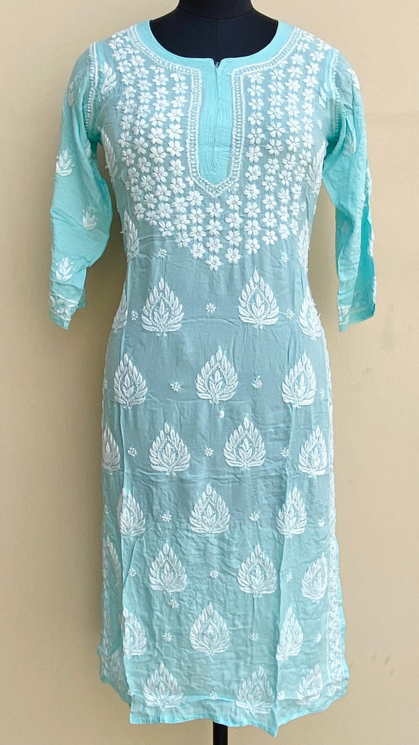 Lucknowi Chikankari Kurti Sea Green Modal Cotton