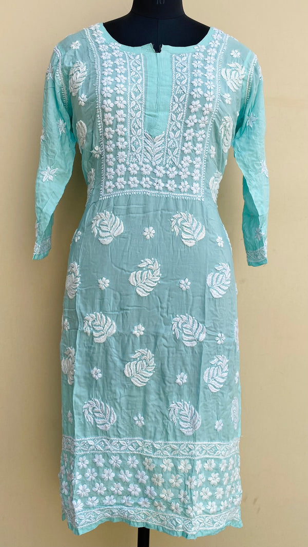 Lucknowi Chikankari Kurti Sea Green Modal Cotton