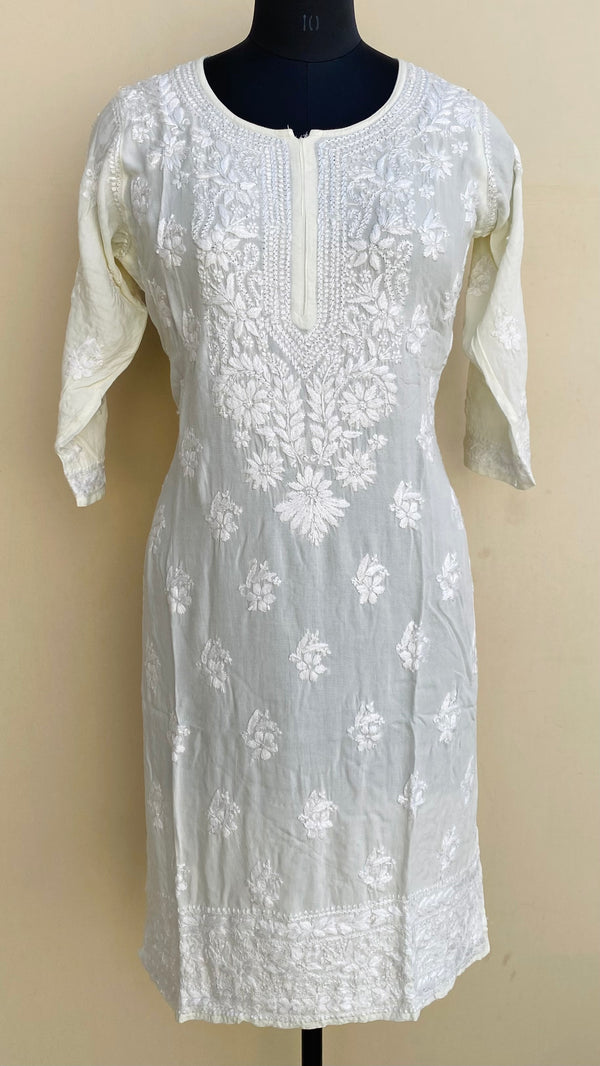 Lucknowi Chikankari Kurti Off White Modal Cotton