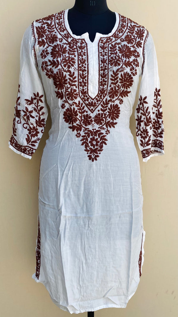 Lucknowi Chikankari Kurti White Muslin Cotton