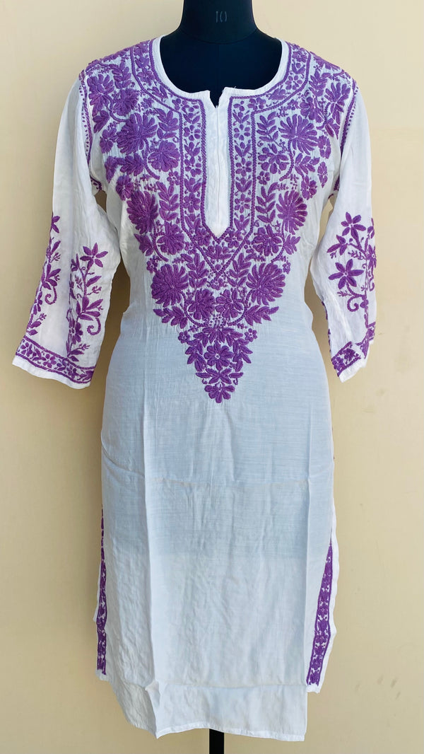 Lucknowi Chikankari Kurti White Muslin Cotton