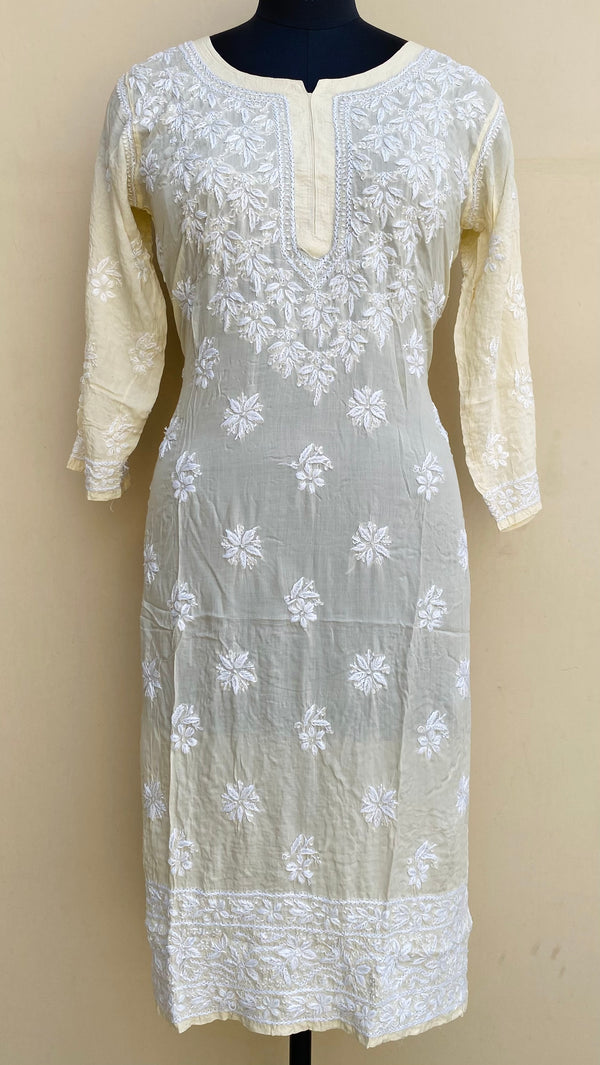 Lucknowi Chikankari Kurti Cream Modal Cotton