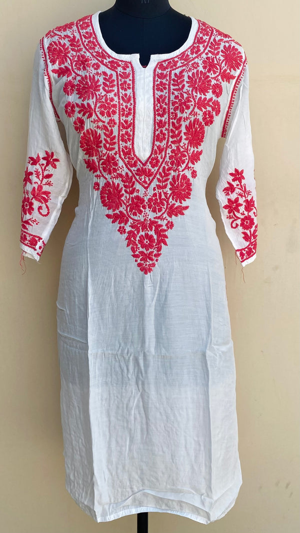 Lucknowi Chikankari Kurti White Muslin Cotton