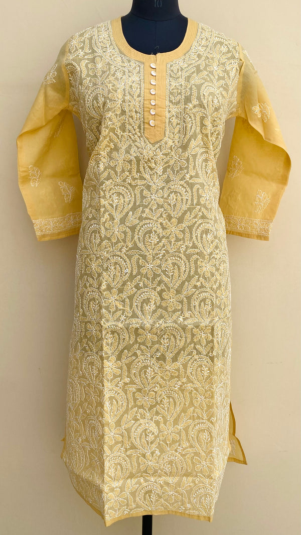 Lucknowi Chikankari Kurti Beige Cotton