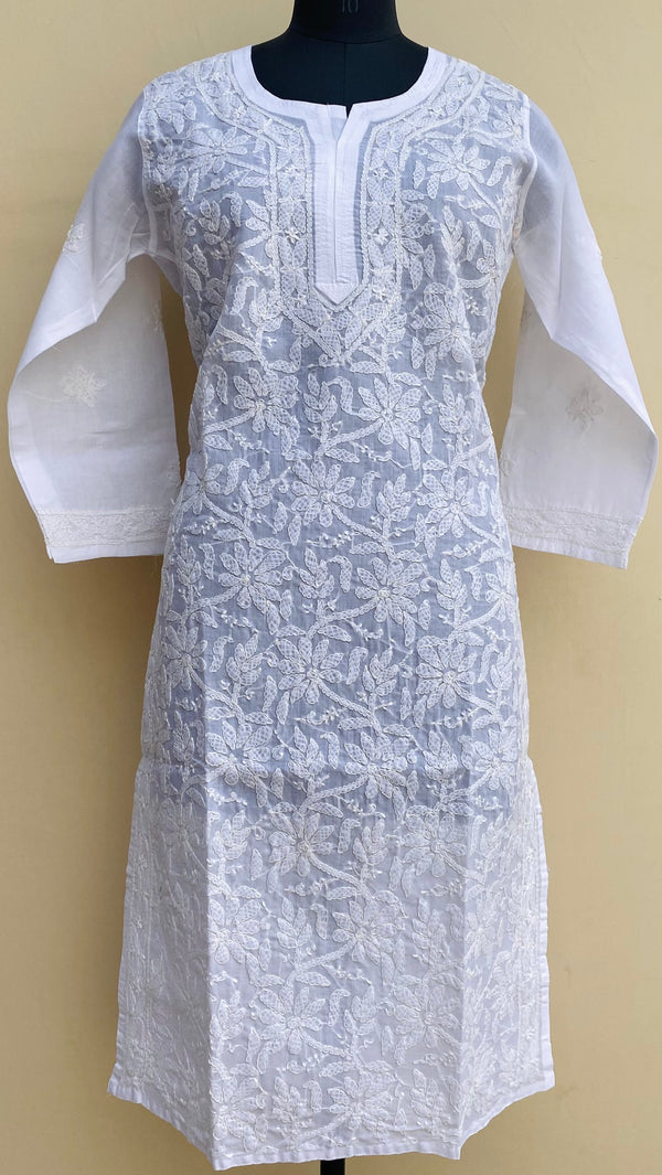 Lucknowi Chikankari Kurti White Cotton