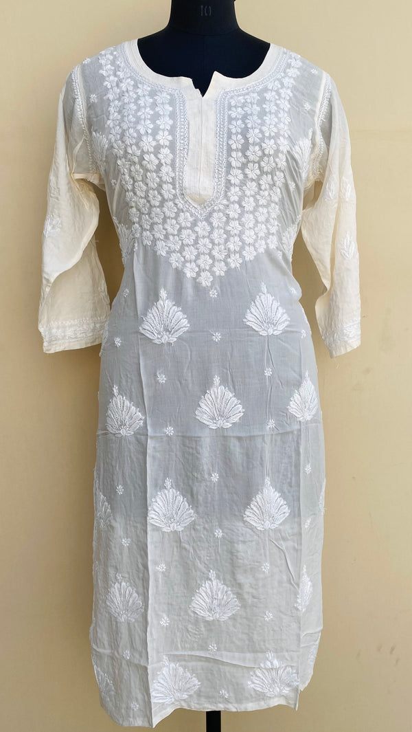 Lucknowi Chikankari Kurti Off White Modal Cotton