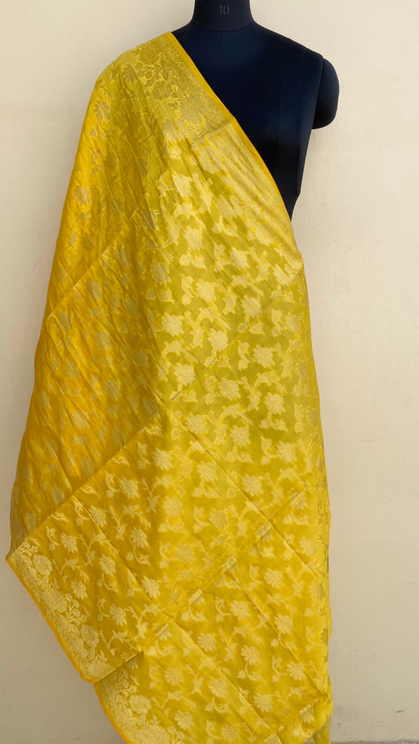 Designer Dupatta Yellow Chanderi Cotton