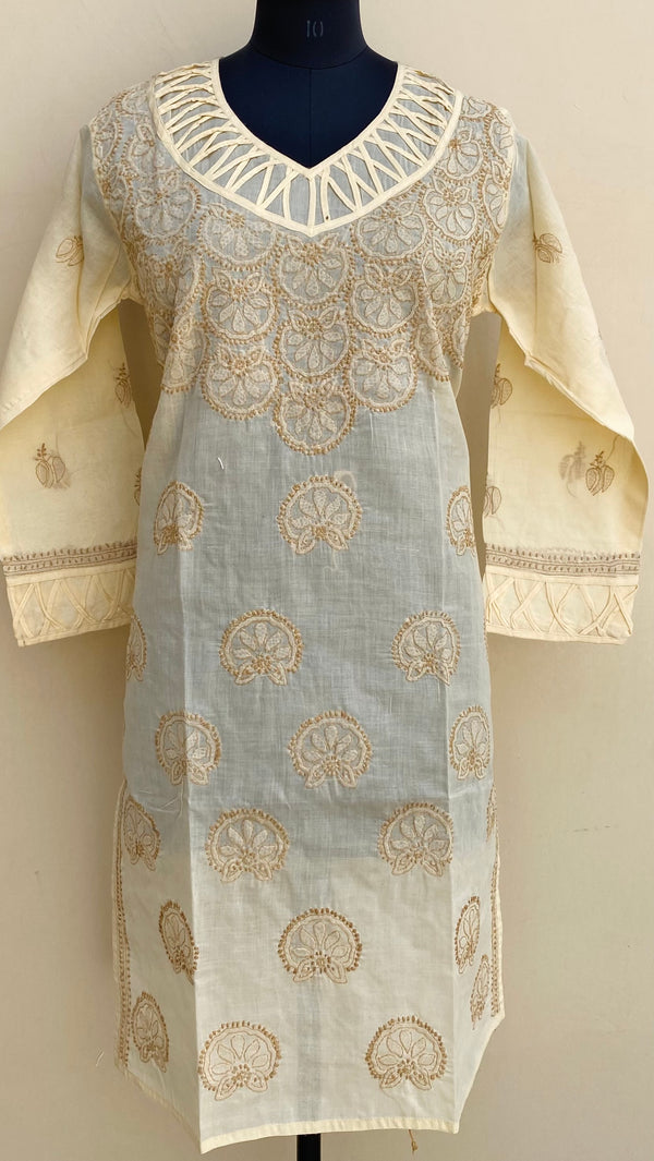 Lucknowi Chikankari Kurti Cream Cotton