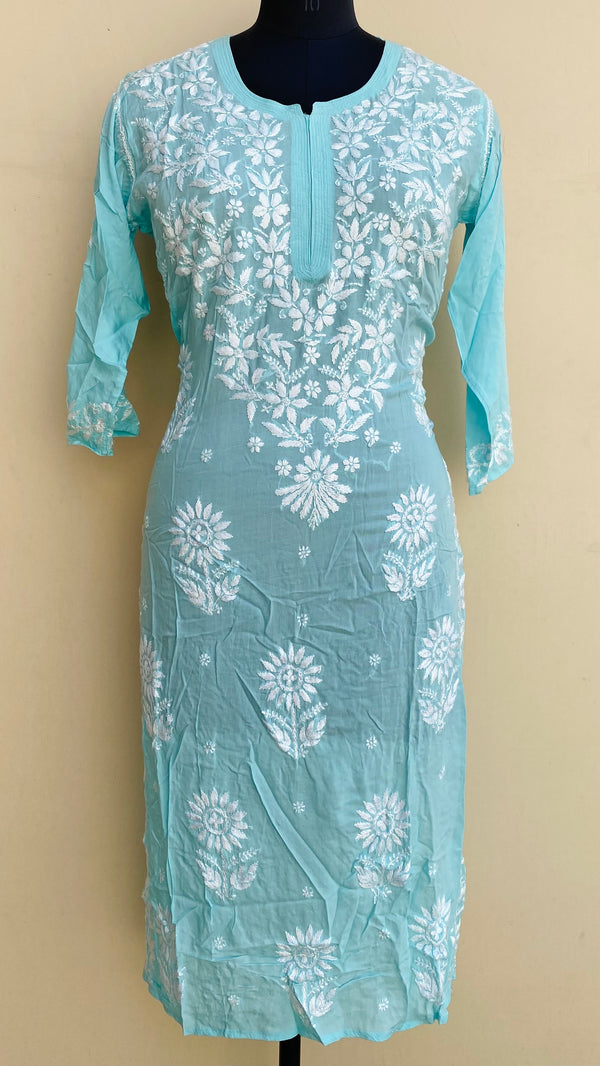 Lucknowi Chikankari Kurti Sea Green Modal Cotton