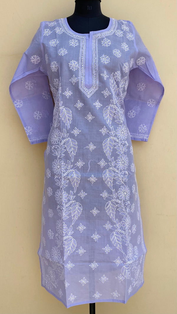 Lucknowi Chikankari Kurti Purple Cotton