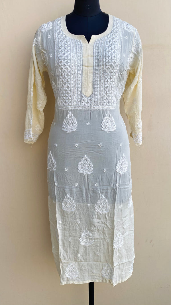 Lucknowi Chikankari Kurti Cream Modal Cotton