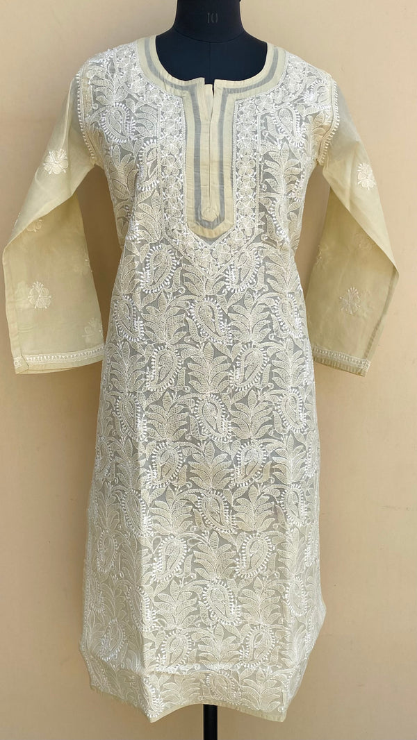 Lucknowi Chikankari Kurti Beige Cotton