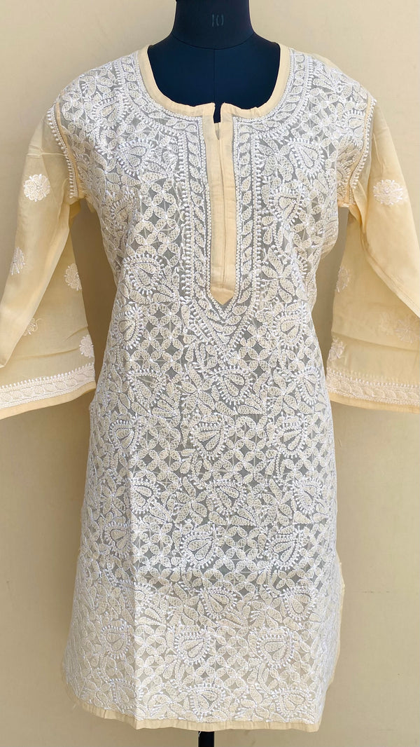 Lucknowi Chikankari Kurti Cream Cotton