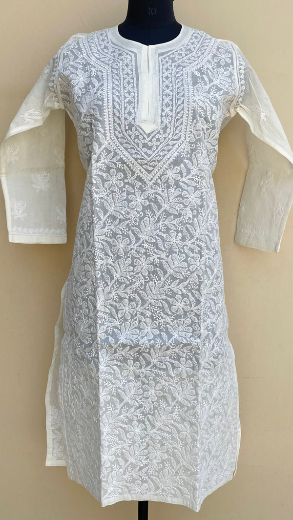 Lucknowi Chikankari Kurti Off White Cotton