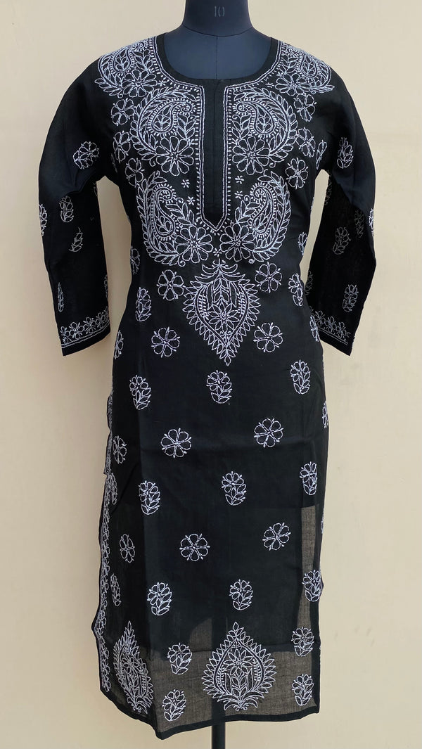 Lucknowi Chikankari Kurti Black Cotton