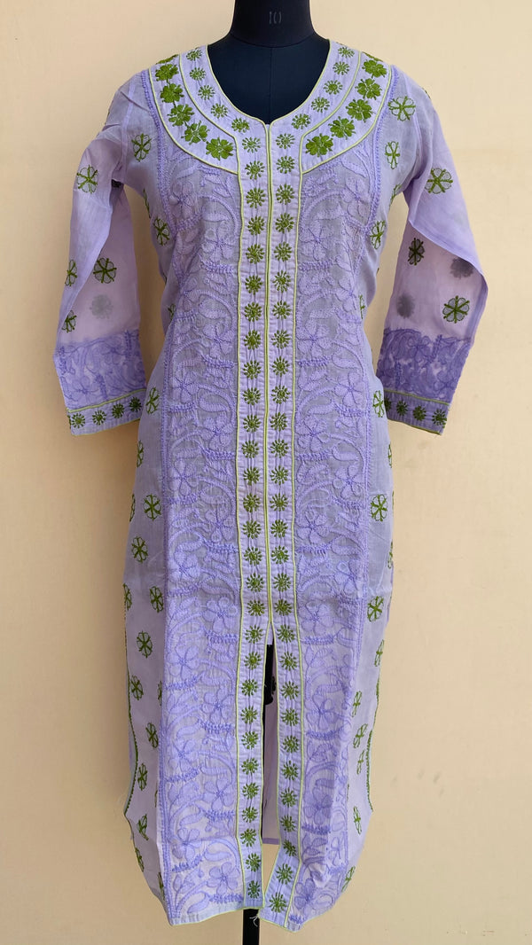 Lucknowi Chikankari kurti Purple Cotton