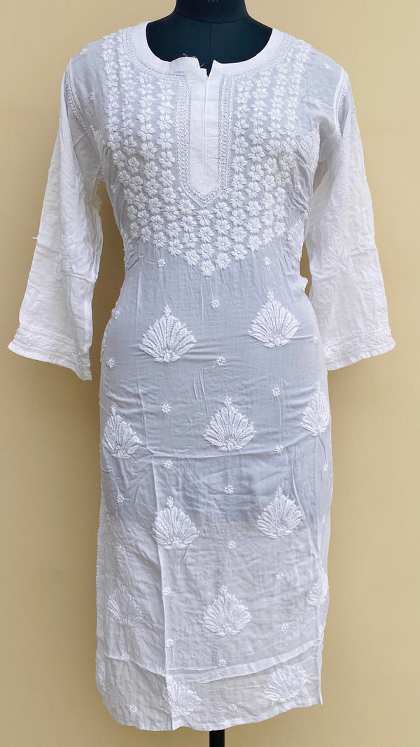 Lucknowi Chikankari Kurti Off White Modal Cotton