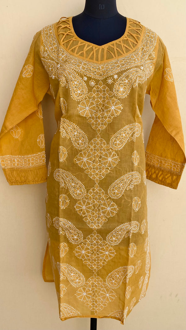 Lucknowi Chikankari Kurti Beige Cotton