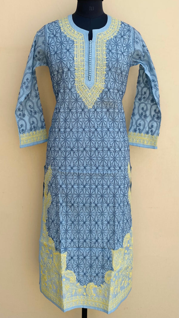 Lucknowi Chikankari Kurti Gray Cotton