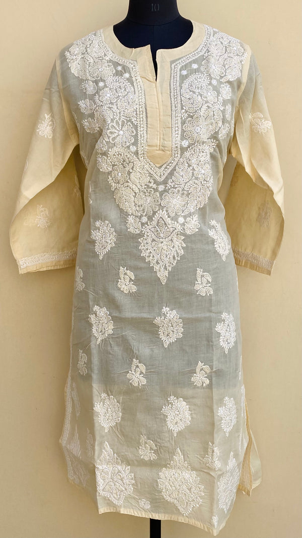 Lucknowi Chikankari Kurti Beige Cotton