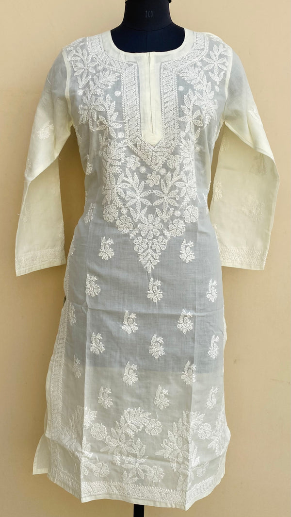 Lucknowi Chikankari Kurti Off White Cotton