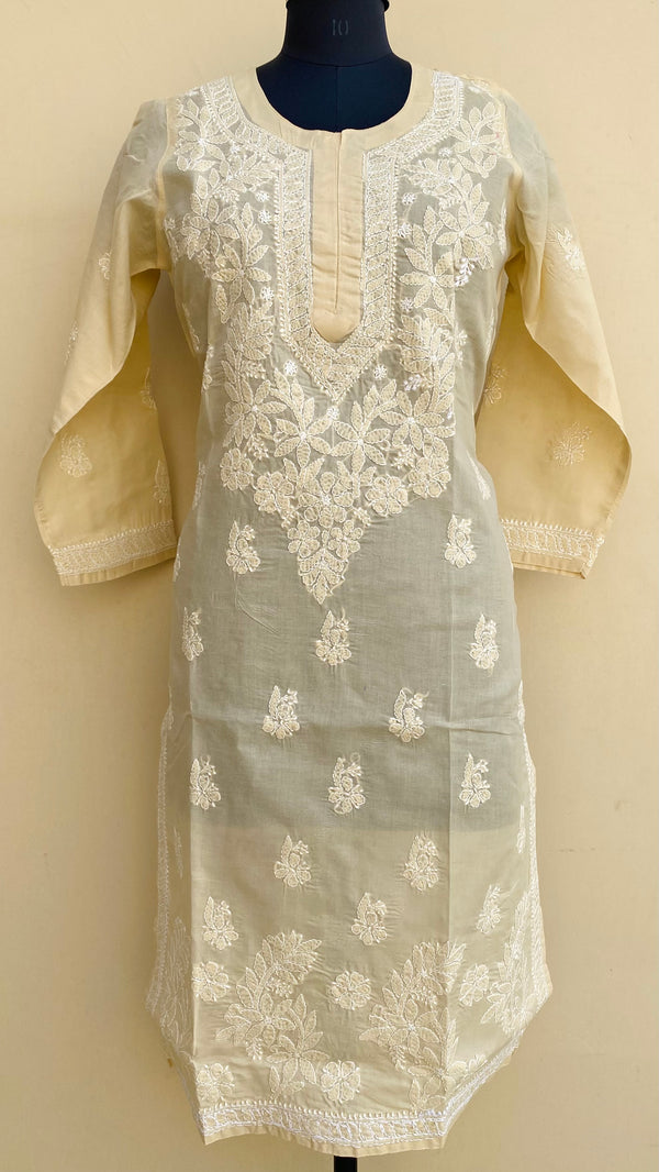 Lucknowi Chikankari Kurti Beige Cotton