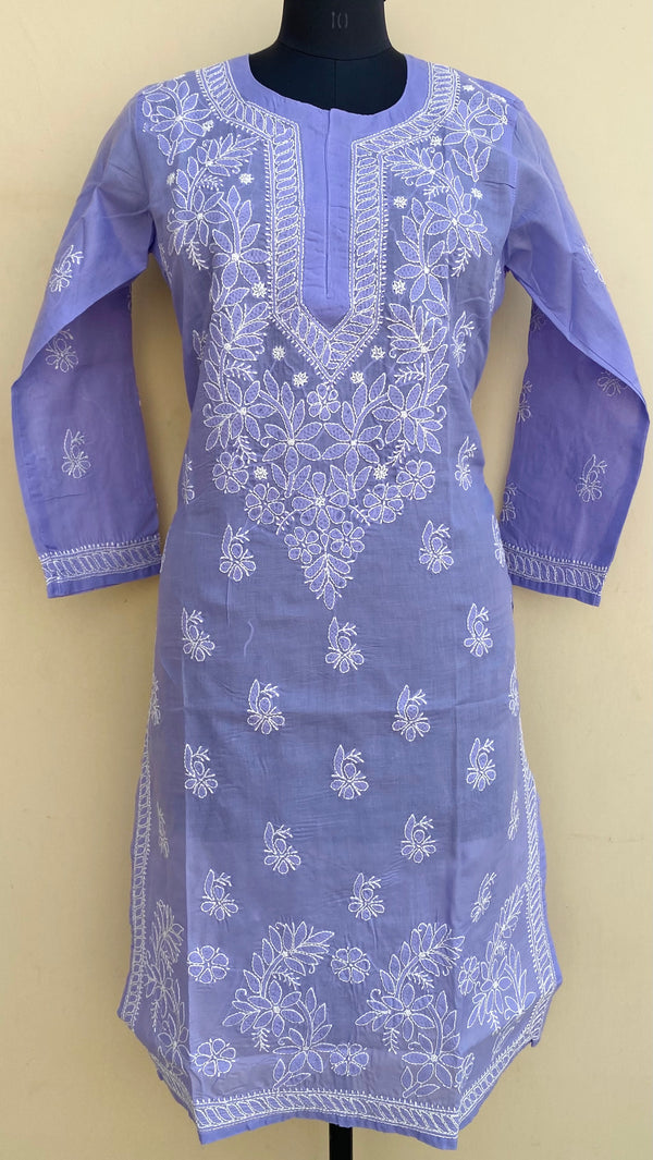 Lucknowi Chikankari Kurti Purple Cotton