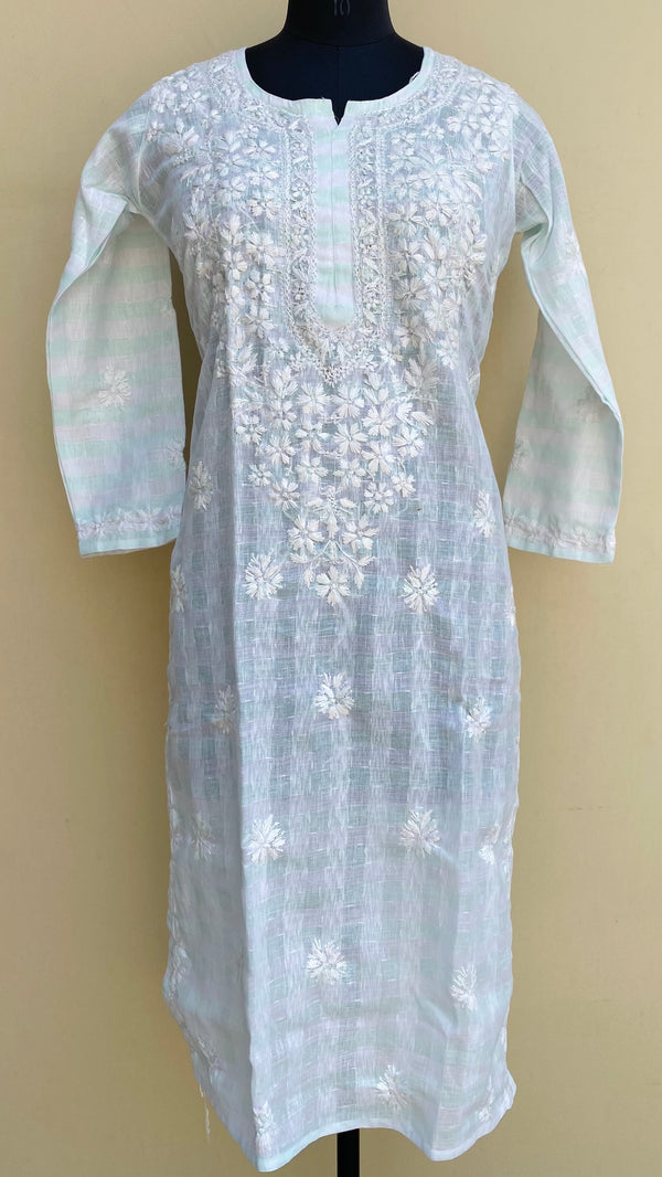 Lucknowi Chikankari Kurti Sea Green Cotton