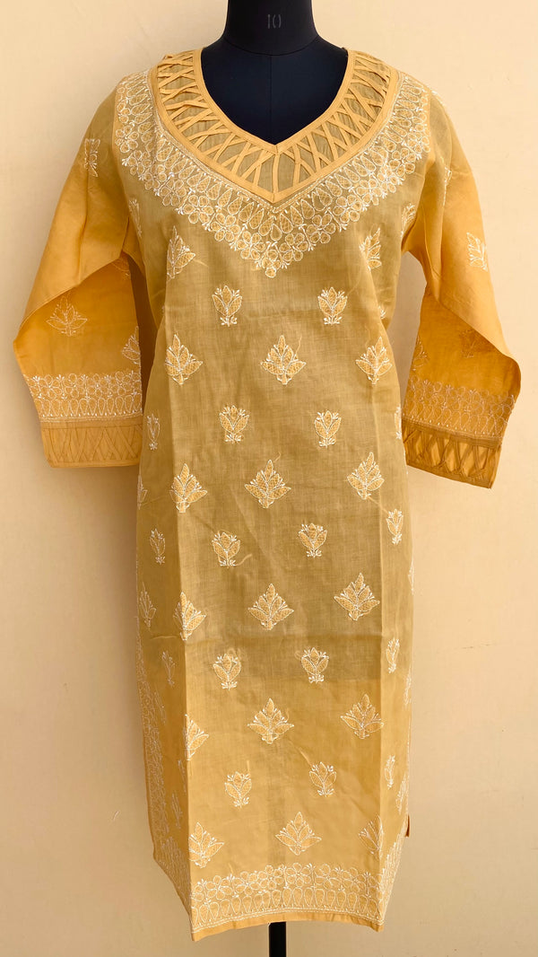 Lucknowi Chikankari Kurti Beige Cotton