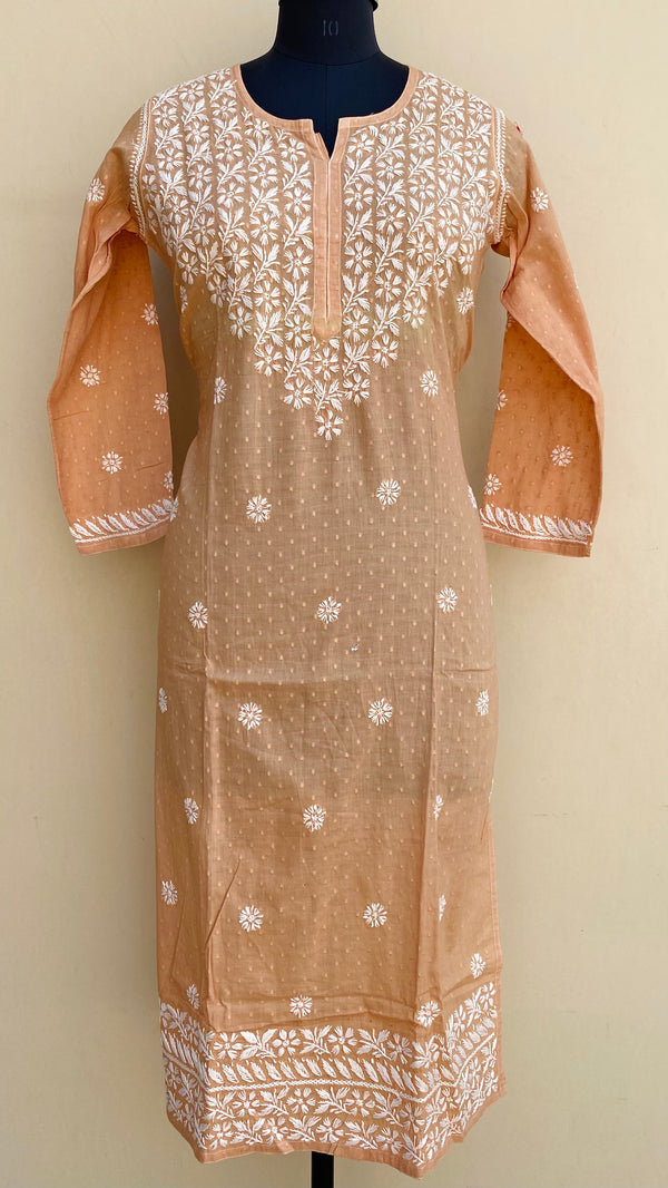 Lucknowi Chikankari Kurti Beige Mulmul