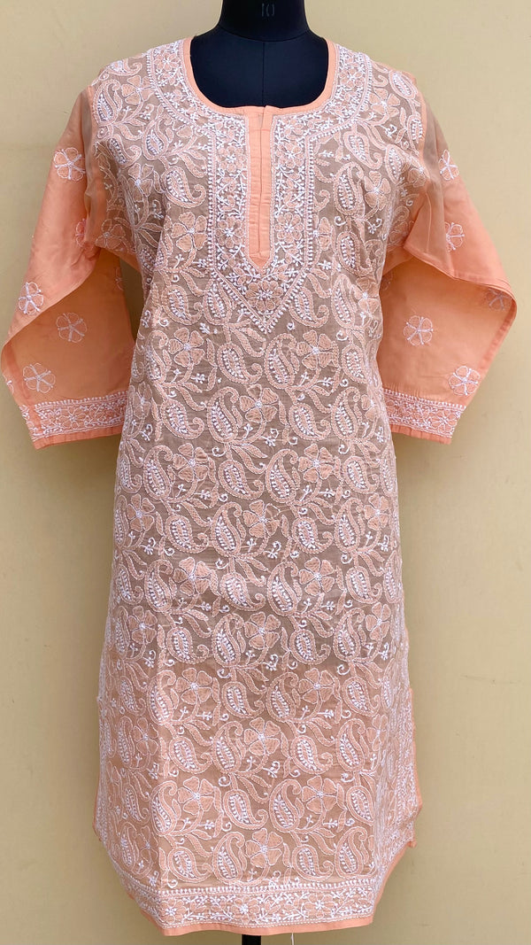 Lucknowi Chikankari Kurti Pink Cotton