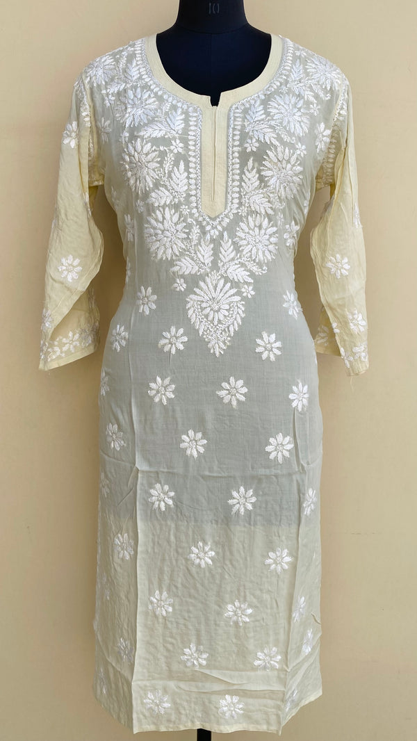 Lucknowi Chikankari Kurti Cream Modal Cotton