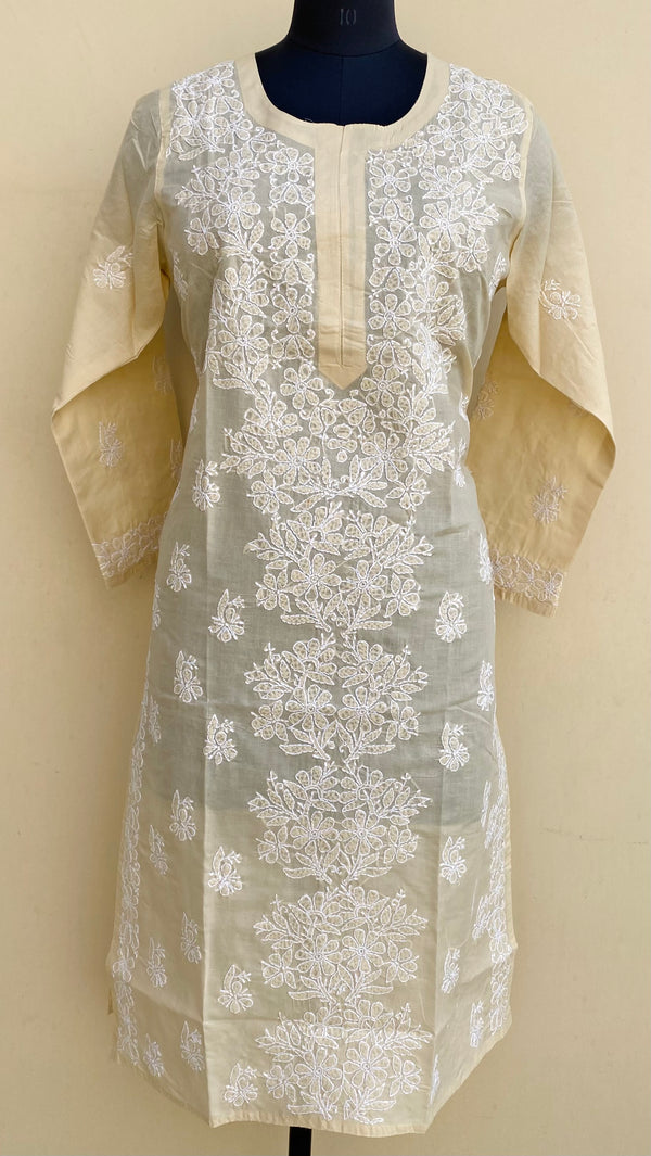 Lucknowi Chikankari Kurti Beige Cotton