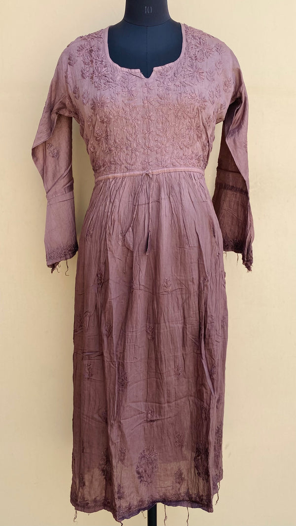 Lucknowi Chikankari Nyra Ombre Self Kurti Onion Pink Mal Chanderi With 3D Work